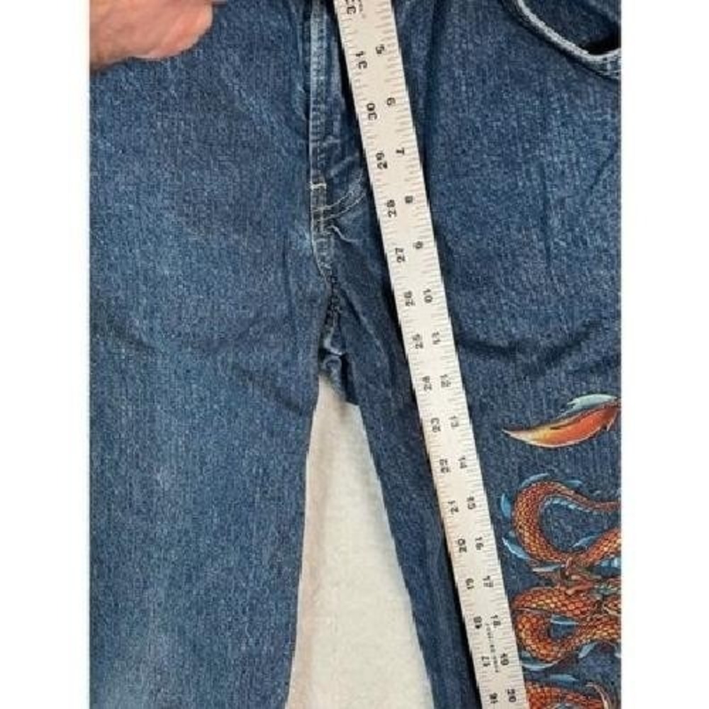 JNCO Jeans Front Graphic Dragon Dark Wash Denim Kids Youth Size 16 Y2K Vintage - Picture 8 of 12